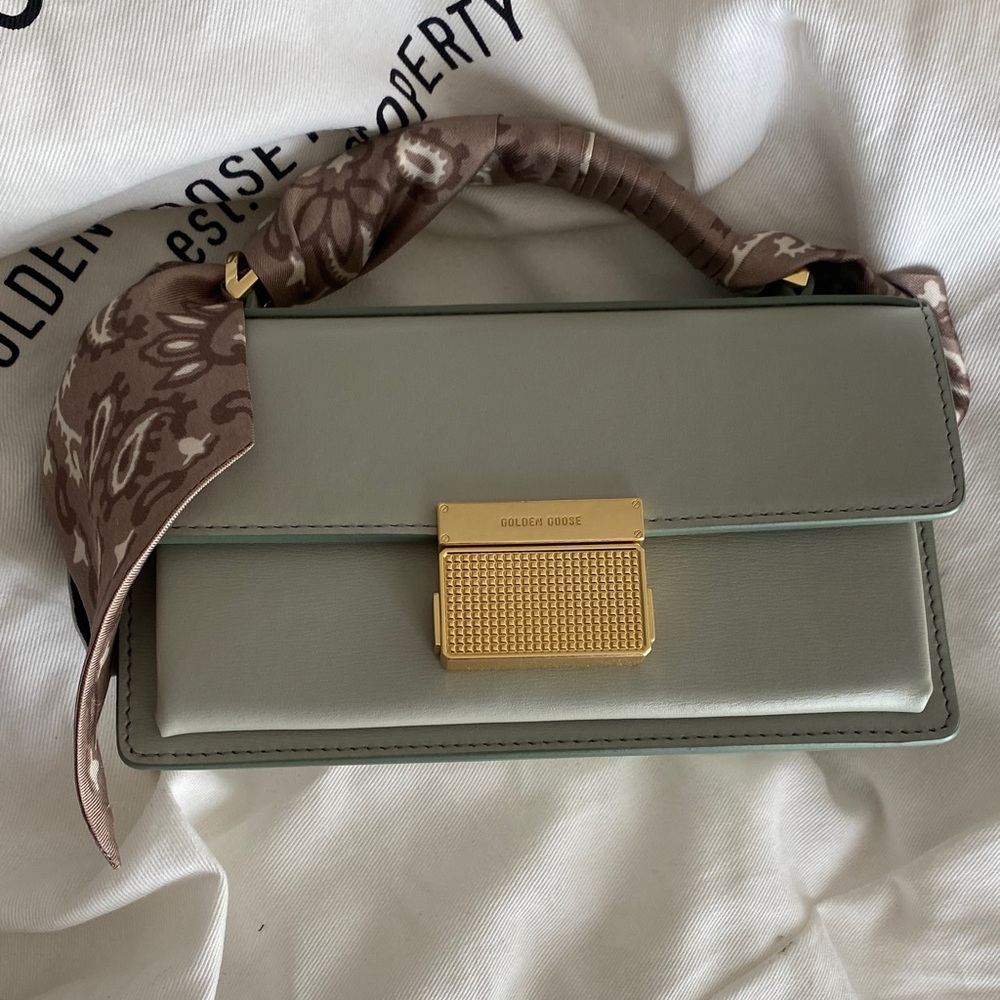 Golden Goose Mini Top-Handle Bag in Light Gray with Gold Hardware - Picture 6 of 12